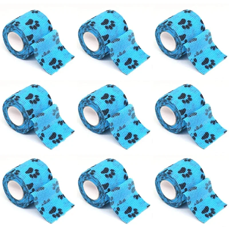 

Blue Cute cat paw prints Tattoo Bandage Tape Anti-slip Nonwoven Waterproof Disposable Self-adhesive Elastic Bandage Grip Cover