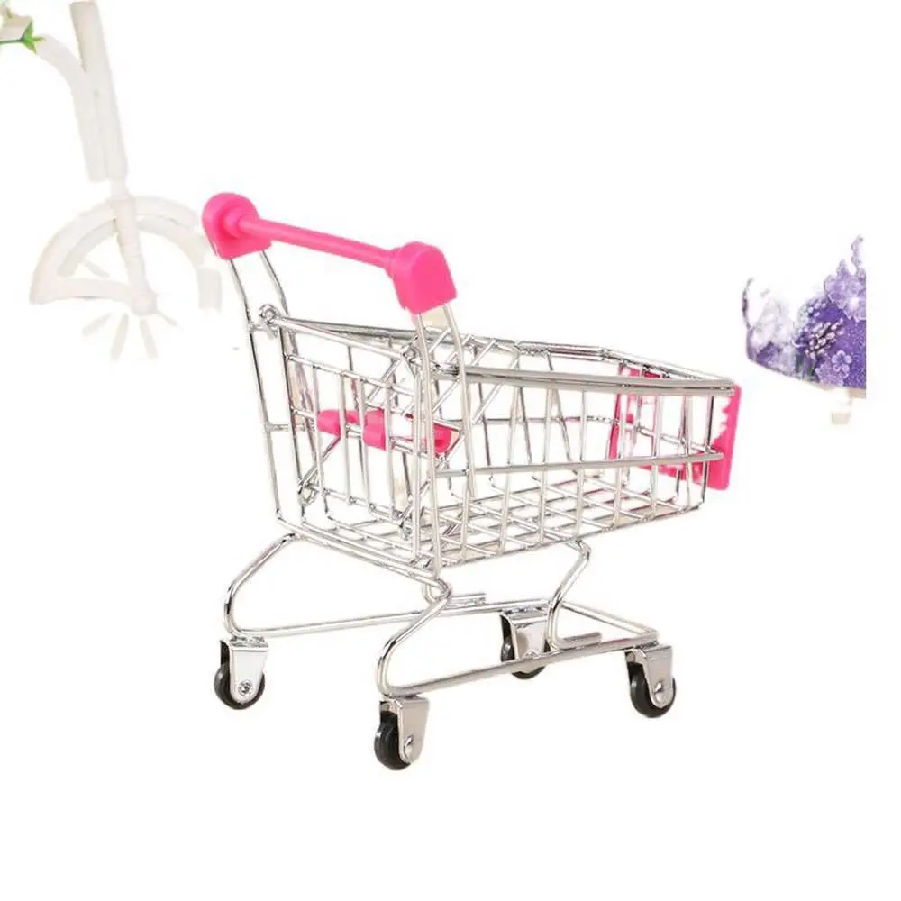 Desktop Decor Shopping Cart Supermarket Handcart Trolley Dollhouse Accessories Dollhouse Furniture Supermarket Shopping Basket