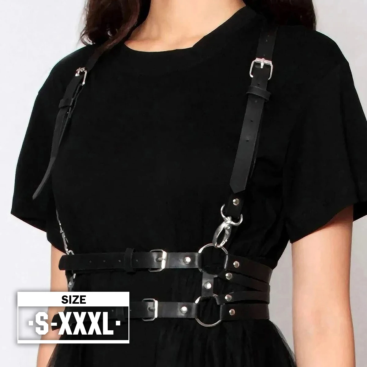 

Plus-sizeSexy Harness Belt Women Leather Lingerie Chest Harness Corset Body Harness Bondage Lingerie Punk Gothic Fetish Clothing
