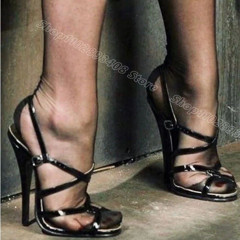 

Black Ankle Buckle Stiletto Sandals Open Toe British Style Summer Party Dress New Fashion Women Shoes 2024 Zapatos Para Mujere