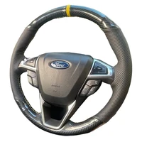 Funda de cuero de ante para volante de coche, cosida a mano, para Ford Fusion Mondeo 2013, 2014, EDGE 2015, 2016, DIY