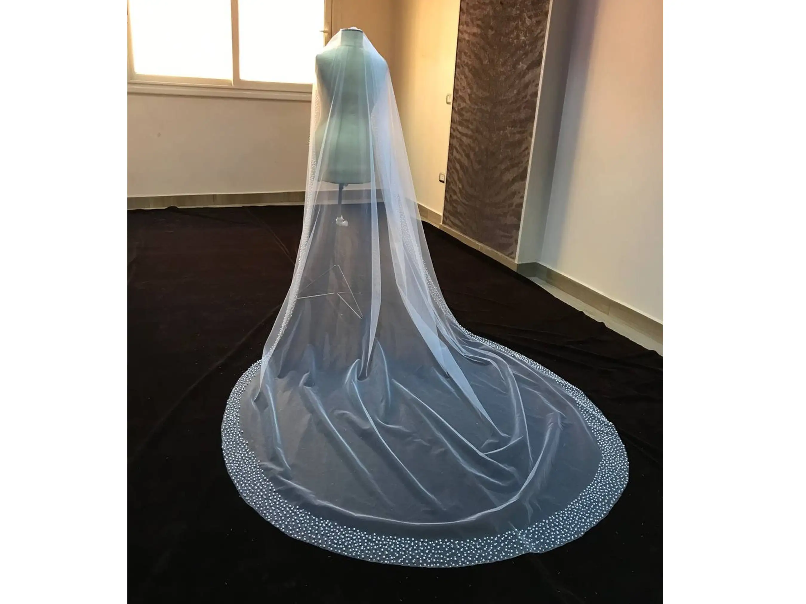 Pearls wedding veil Bridal Veil with Pearls edge pearls Trim veil beads veil Beaded veil for bride bridal white veil Ivory Veils