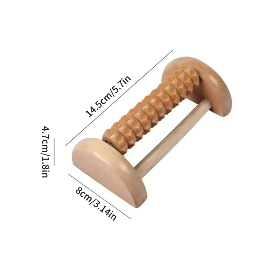 Wooden Foot Sole Massager, Solid Wood Roller with Acupoint Balls for Plantar Fasciitis Relief, Portable Travel Leg Massage Tool