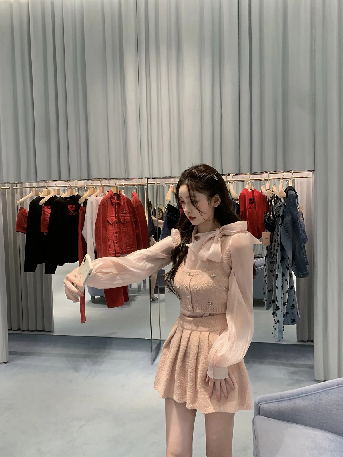 

Lanlan's Wardrobe Doll Style Casual Shirt Half Skirt Three Piece Set Women Early Spring Fashionable Versatile Polyester Fiber