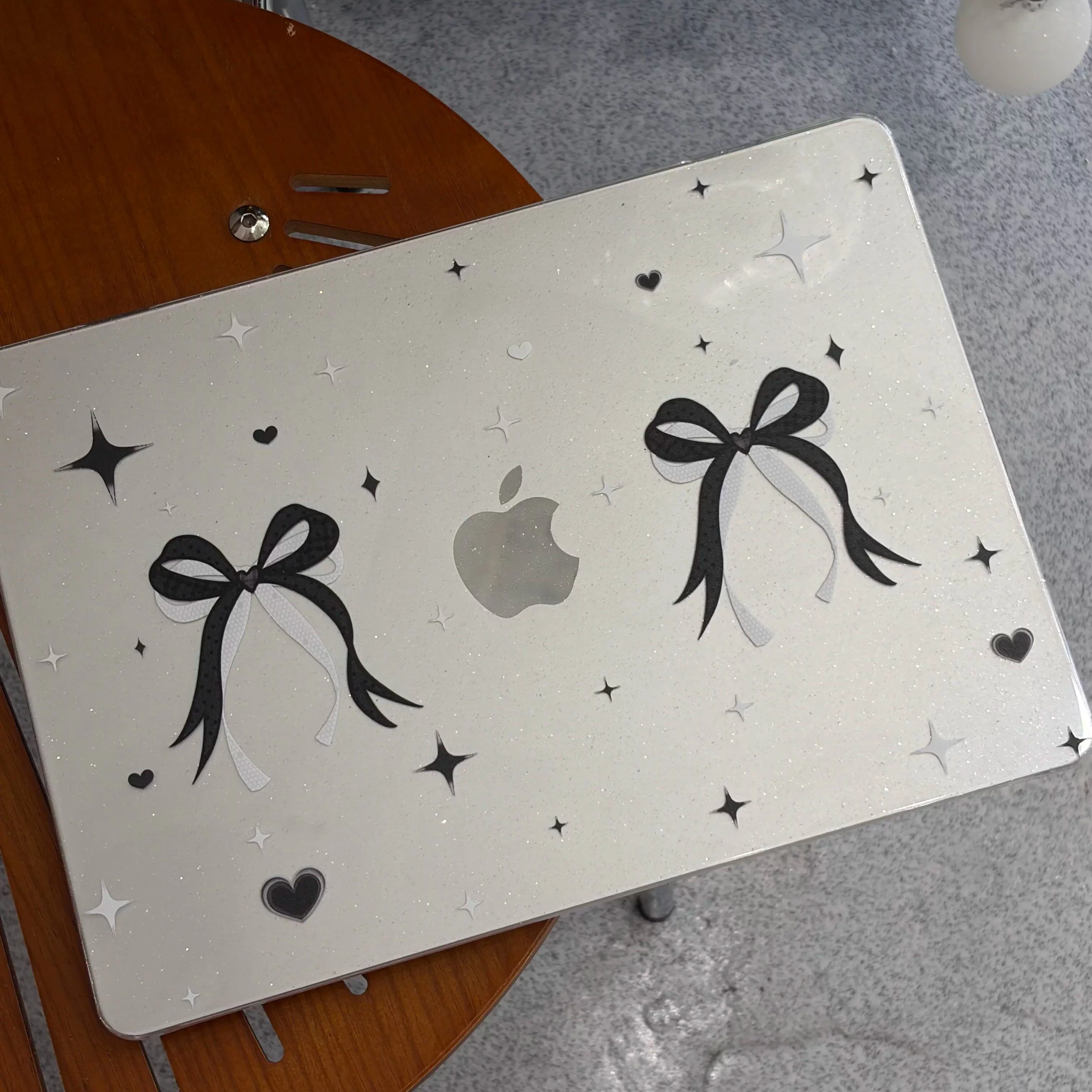 Black Love Bow Star New Laptop Case For Macbook 13Neo A3404 Air 13.6 M4 M3 M2 A2681 A3113 A3240 Air13.3 15 Protective Cover