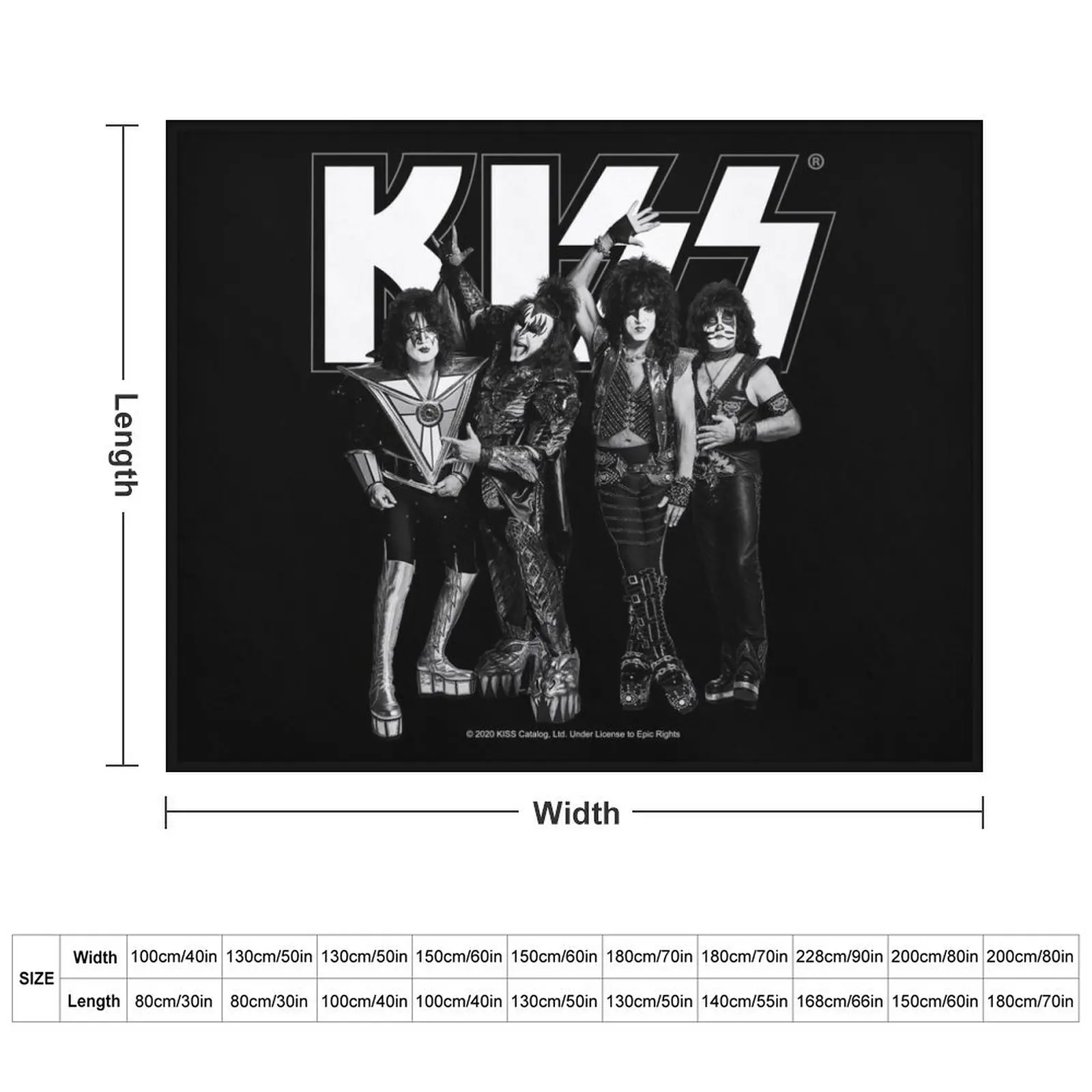 KISS ? The Band - Full Black and White Throw Blanket For Decorative Sofa Furrys Decorative Sofas Blankets