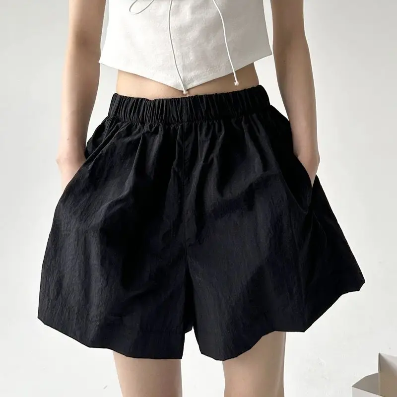 Women's Quick-Dry Elastic Waist Shorts 2025 Wide Leg Loose Fit Travel Beach Streetwear Pants Popular Summer Fashion