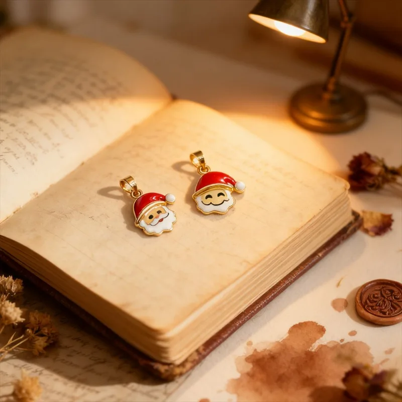 

3Pcs Pendants Brass Christmas Charms CZ Cubic Zirconia Enamel Santa Hat Face DIY Jewelry Charms for Necklace Bracelet Making