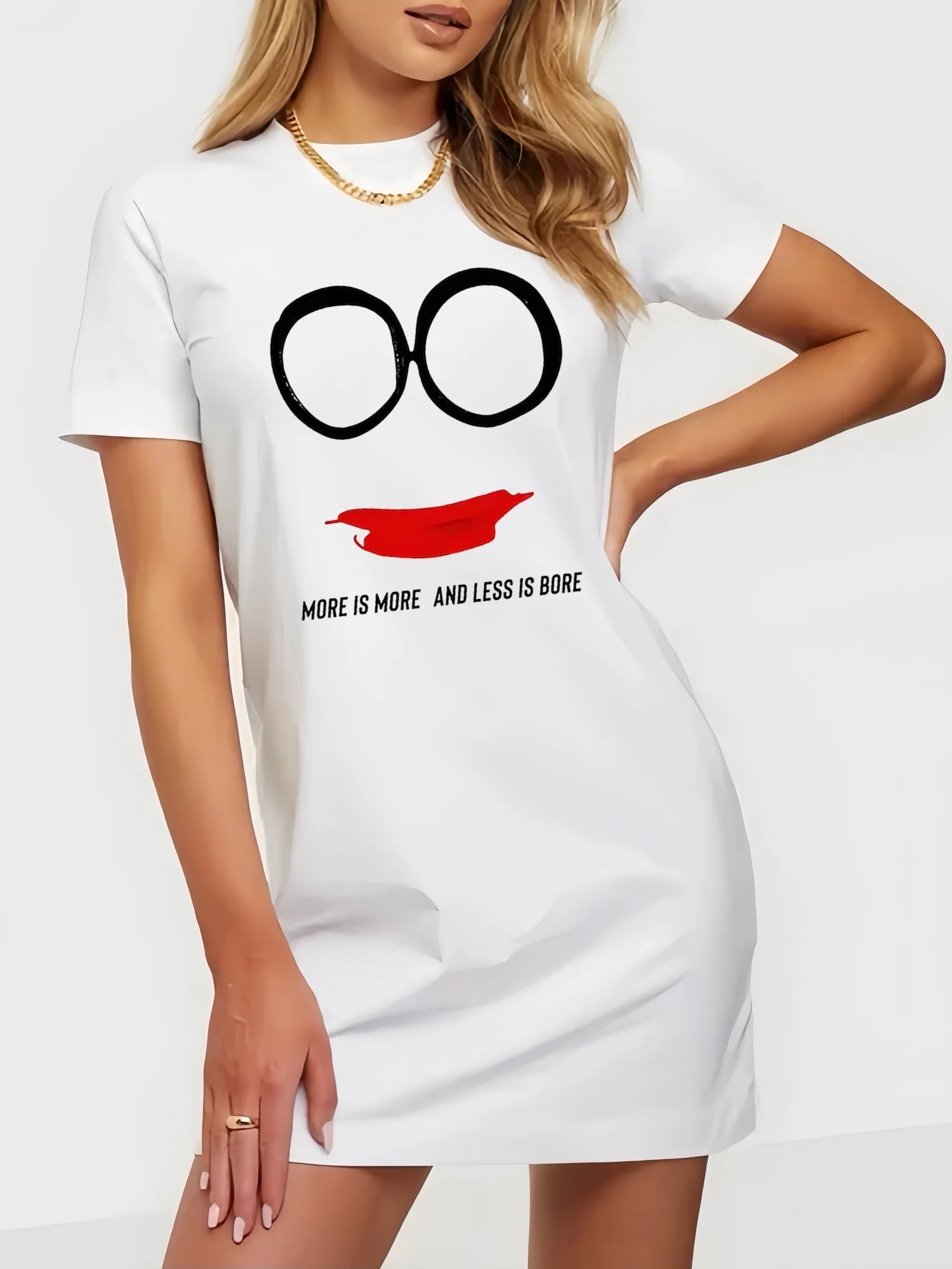 Meer Is Meer En Minder Is Boring Gewoon Slogan Print T-Shirt Jurk Vrouwen Jeugdige Zomer Vrouw Jurk