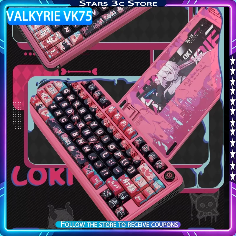 VALKYRIE VK75 Mechanical Keyboard Wireless Bluetooth Trip Mode Flat Spring Gasket Structure Hot Swappable Knob PC Game Keyboard