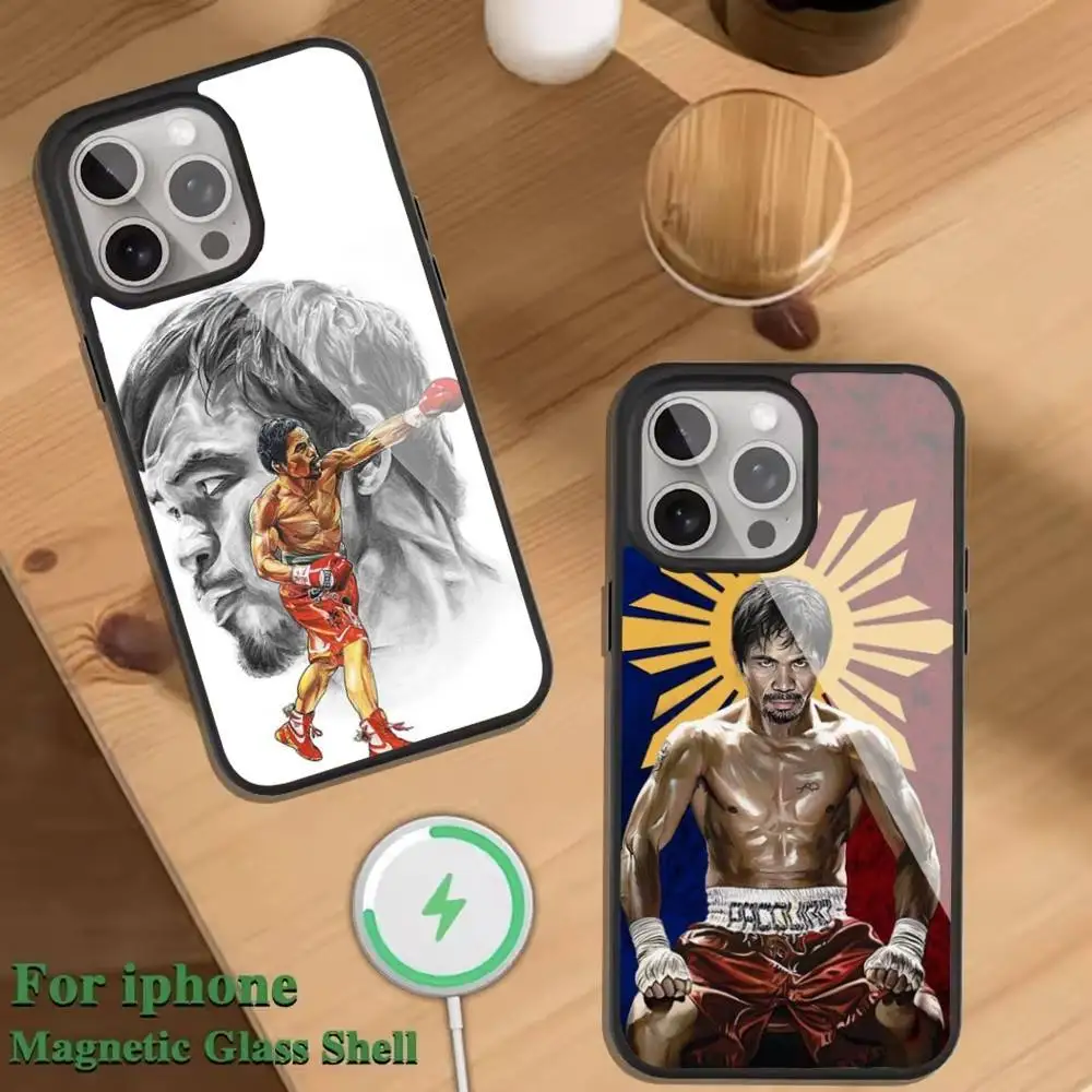 

P-Pacquiao Boxer Phone Case For Magnetic Wireless Charge Cover For iphone 16 15 14 13 12 11 Pro Max Plus Coque