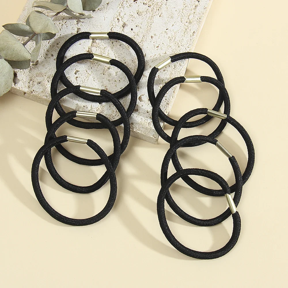 Cwllrn  Women Basic Black Golden Elastic Hair Bands DIY Ponytail Holder Lady Rubber Bands Tie Gum For Hair Accessories