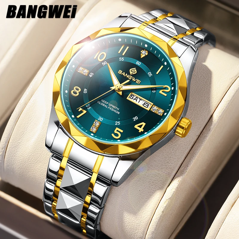

LIGE 2026 New Luxury Mens Watch BANGWEI Fashion Casual Quartz Wristwatches 30M Waterproof Luminous Steel Watches Men Gifts Reloj