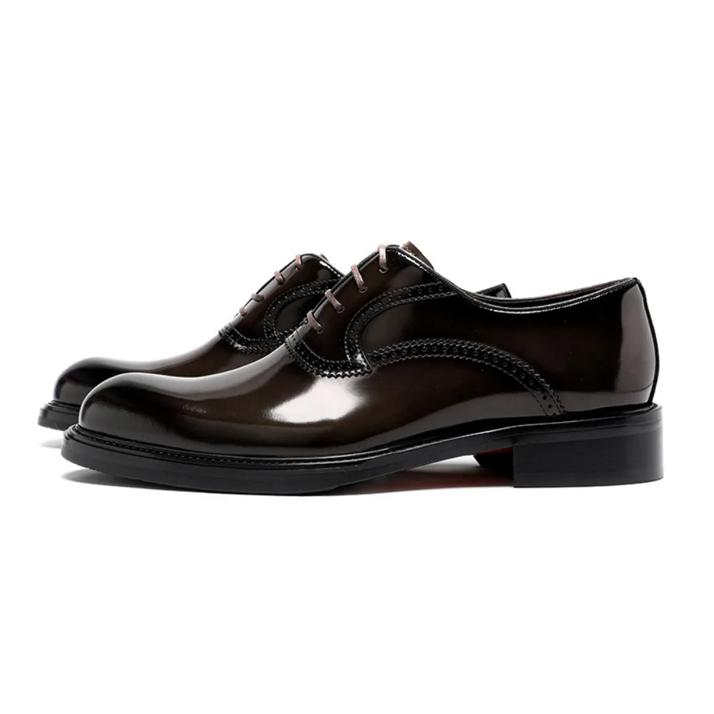 

High End Formal Leather Shoes for Men Genuine Leather Patent Upper British Pointed Toe Oxfords Wedding Business Dress Shoes