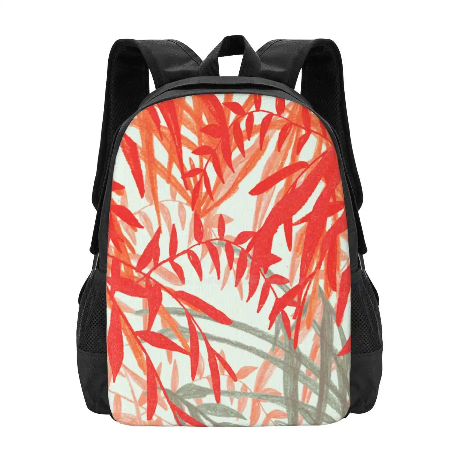 Leaves Hot Sale Backpack Fashion Bags Pink Green Bright Leaves Foliage Pattern Textile