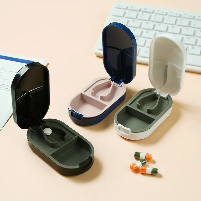 Portable Pill Splitter -2-in-1 Pill Box with Stainless Steel Blade - Suitable for Vitamin Tablets - Cutting Pills 1/2, 1/4 with view 5