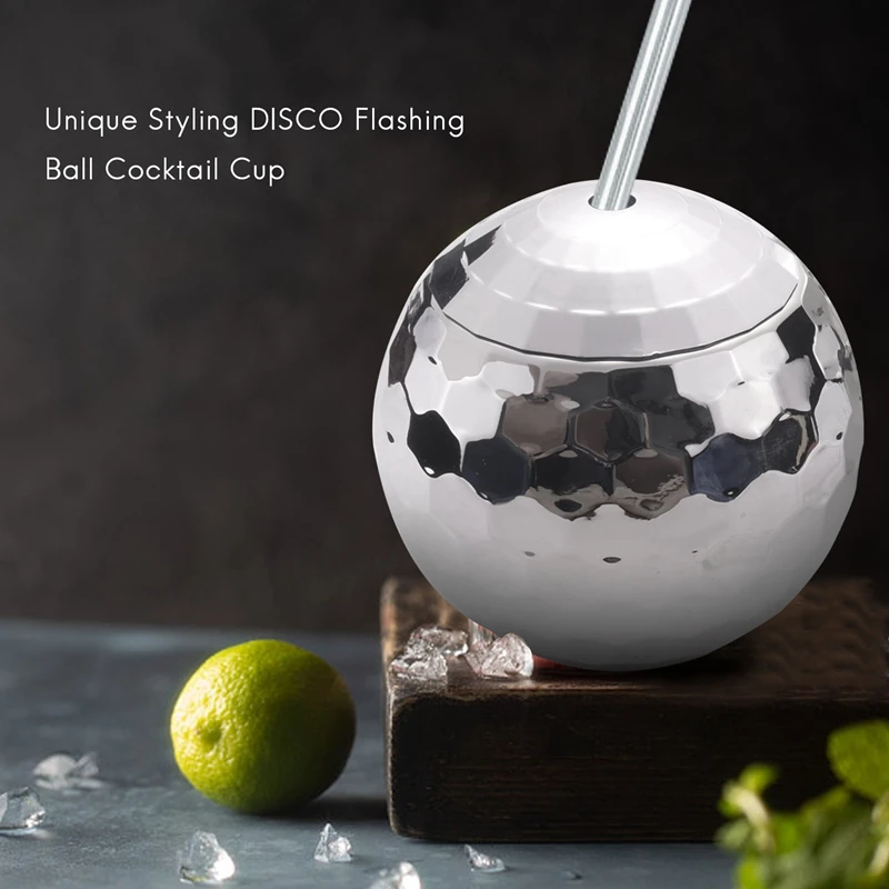 Disco Flash Ball Cocktail Cup Nightclub Bar Party Flashlight Straw Wine Glass Drinking Syrup Tea Bottle