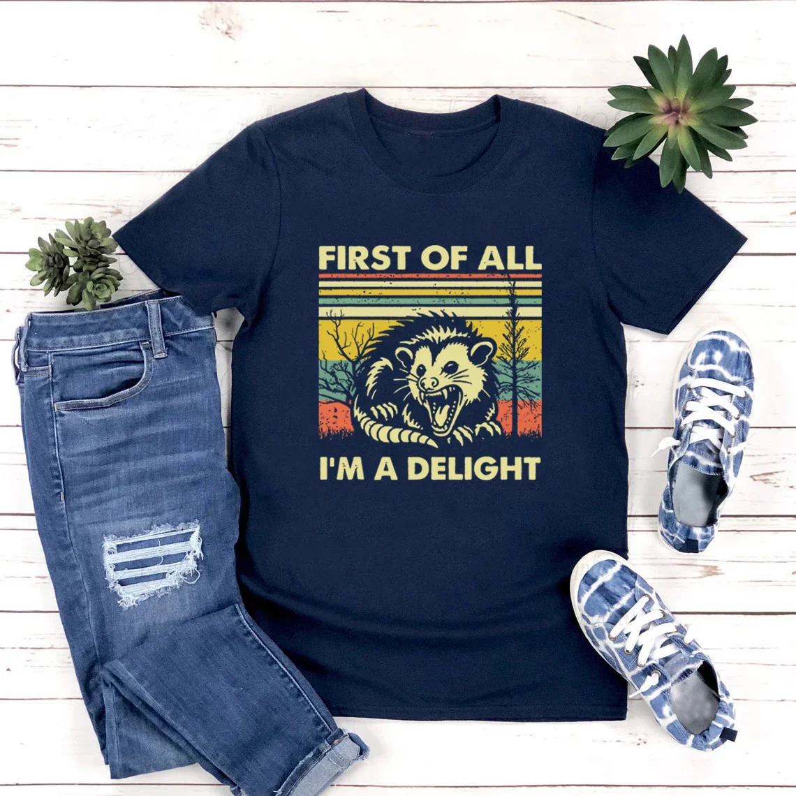 First of All I'm A Delight Shirt Funny Opossum Shirts men women Short Sleeve T-shirts Vintage Streetwear Tee Possum Lover Gift #3