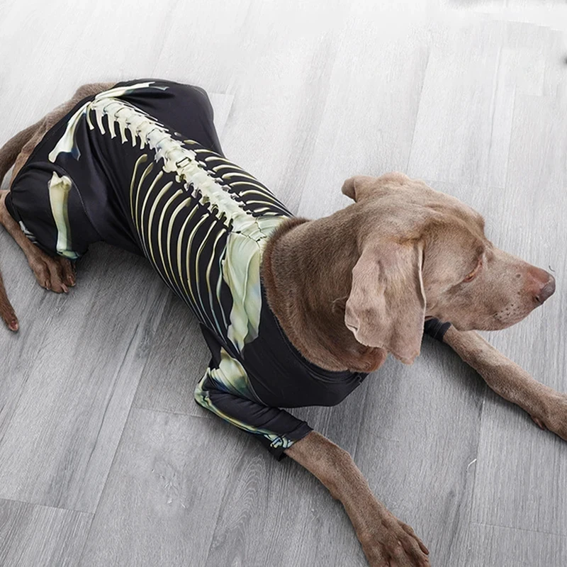 Pet Dog Halloween Costume Skeleton Dog Transformation Outfit Comfortable and Cool Large Dog Clothes Pet Supplies