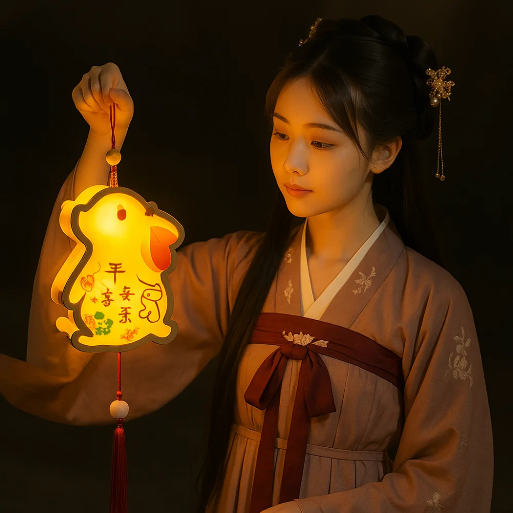 Paper Middle Autumn Festival Lantern DIY Craft Wooden Festival Lantern Material Pack Chinese Handmade Rabbit Lantern Gift