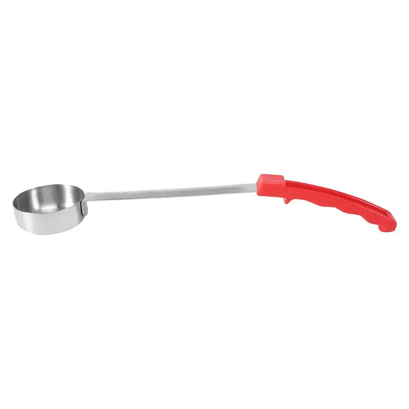 A67K-Pizza Spread Sauce Ladle Rubber Handle Flat Bottom Kitchen Cooking Spoon Stainless Steel Measuring Stir Soup Spoon
