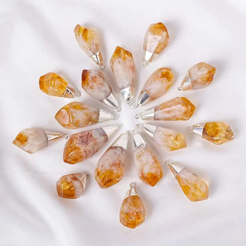 Citrine Pendant Yellow Crystal Stone Pendant Stylish Jewelry Energy Necklaces Valentine's Day Crystal For Her Him