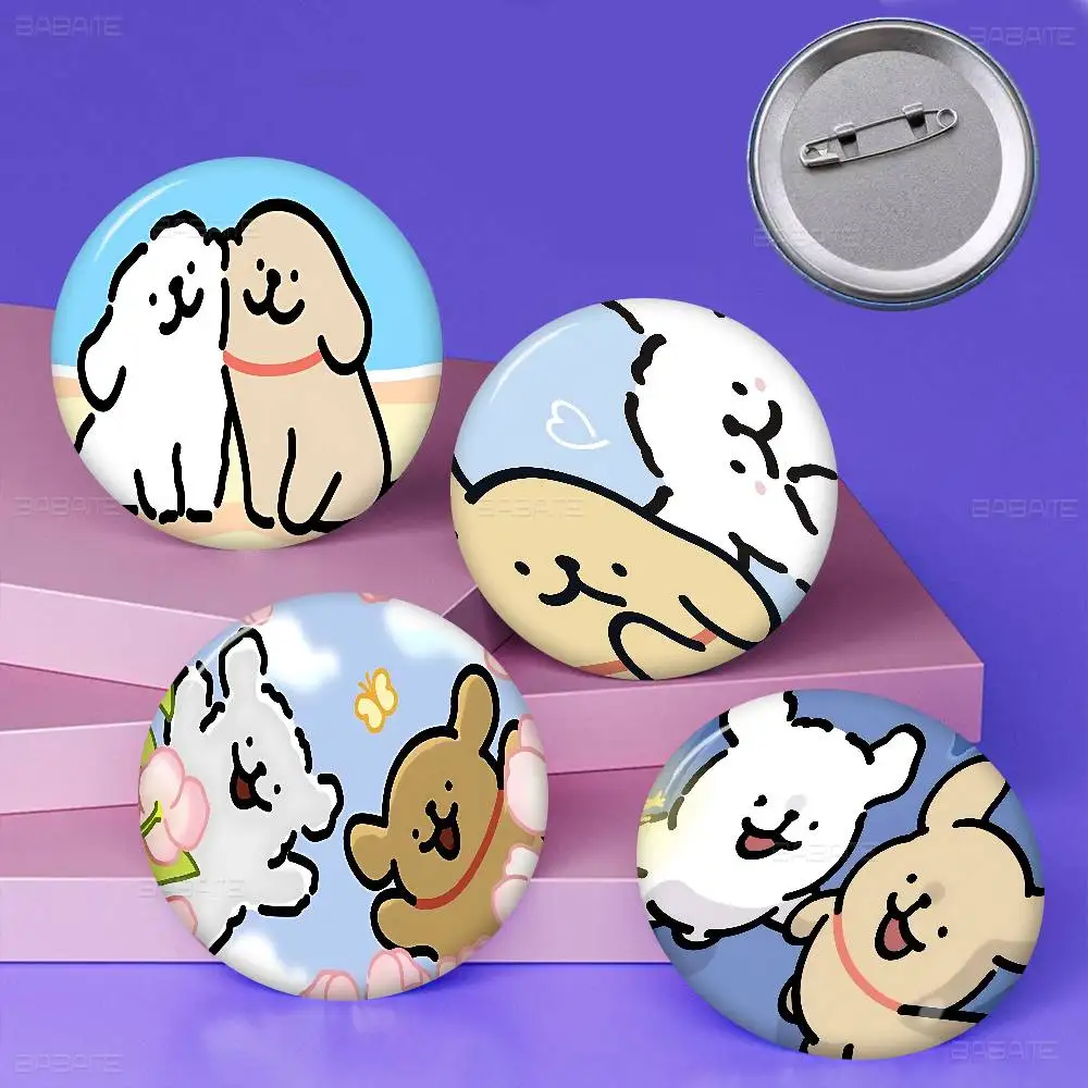 Animal maltese and golden retriever Anime Button Pin Handmade Brooch for Clothes Cartoon Badge Backpack Decoration Accessories