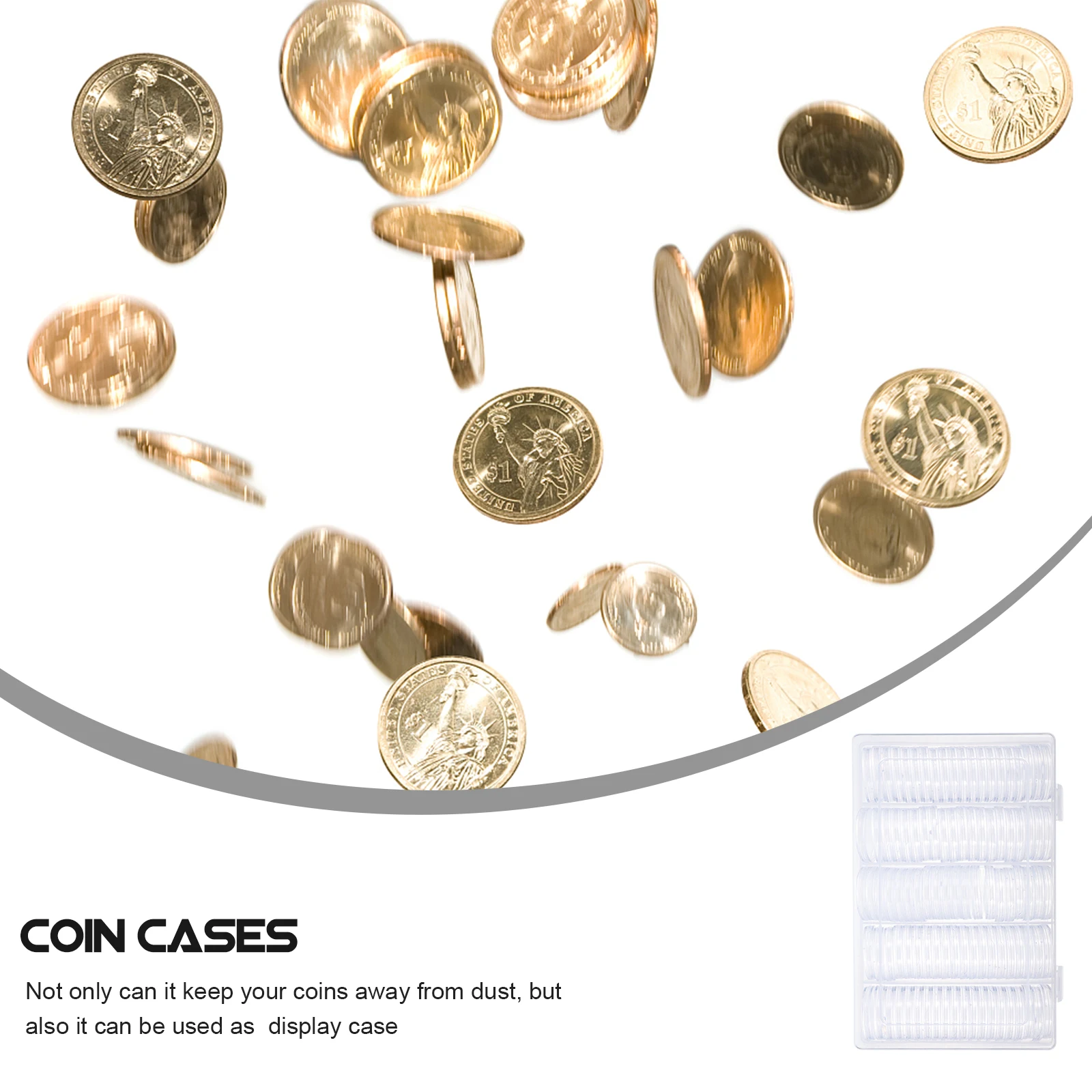 

100 Pcs Transparent Round Coin Holders Coin Protection Box Set For Collectible Coins With Pads And Storage Case