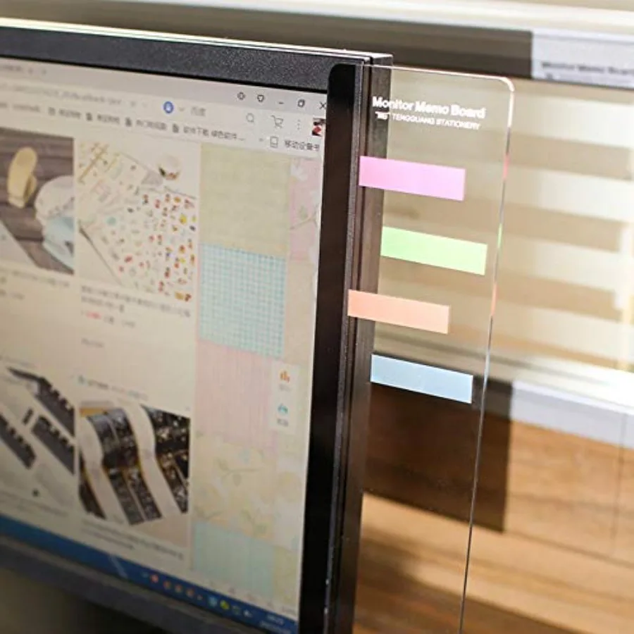 شاشة مذكرة لوحة شاشة الكمبيوتر حامل ملاحظة لاصقة لوحة رسائل شفافة من الأكريليك للمكتب مجموعة واحدة من اليسار واليمين #4