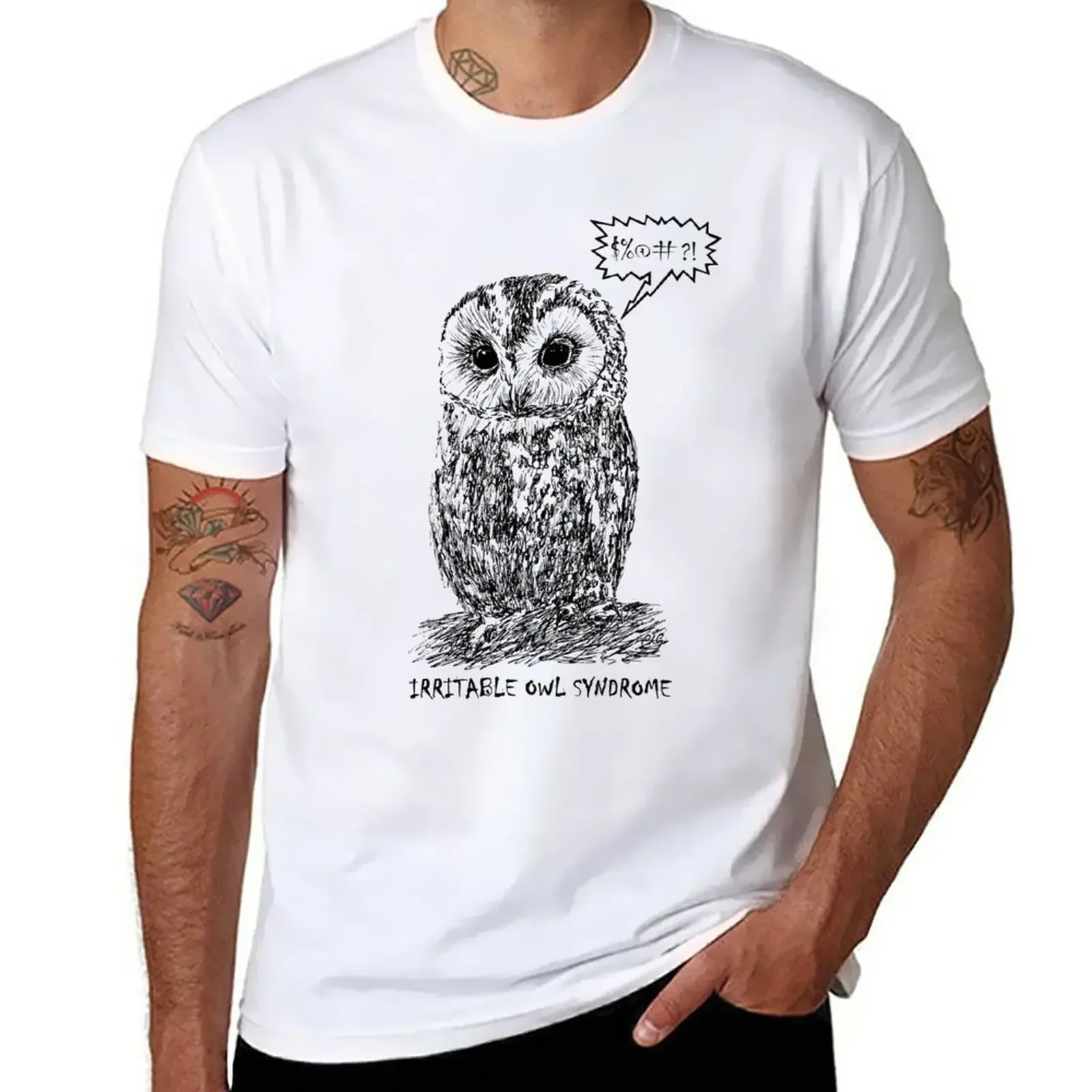 Irritable Owl Syndrome! T-Shirt tops plain sports fans mens t shirts pack