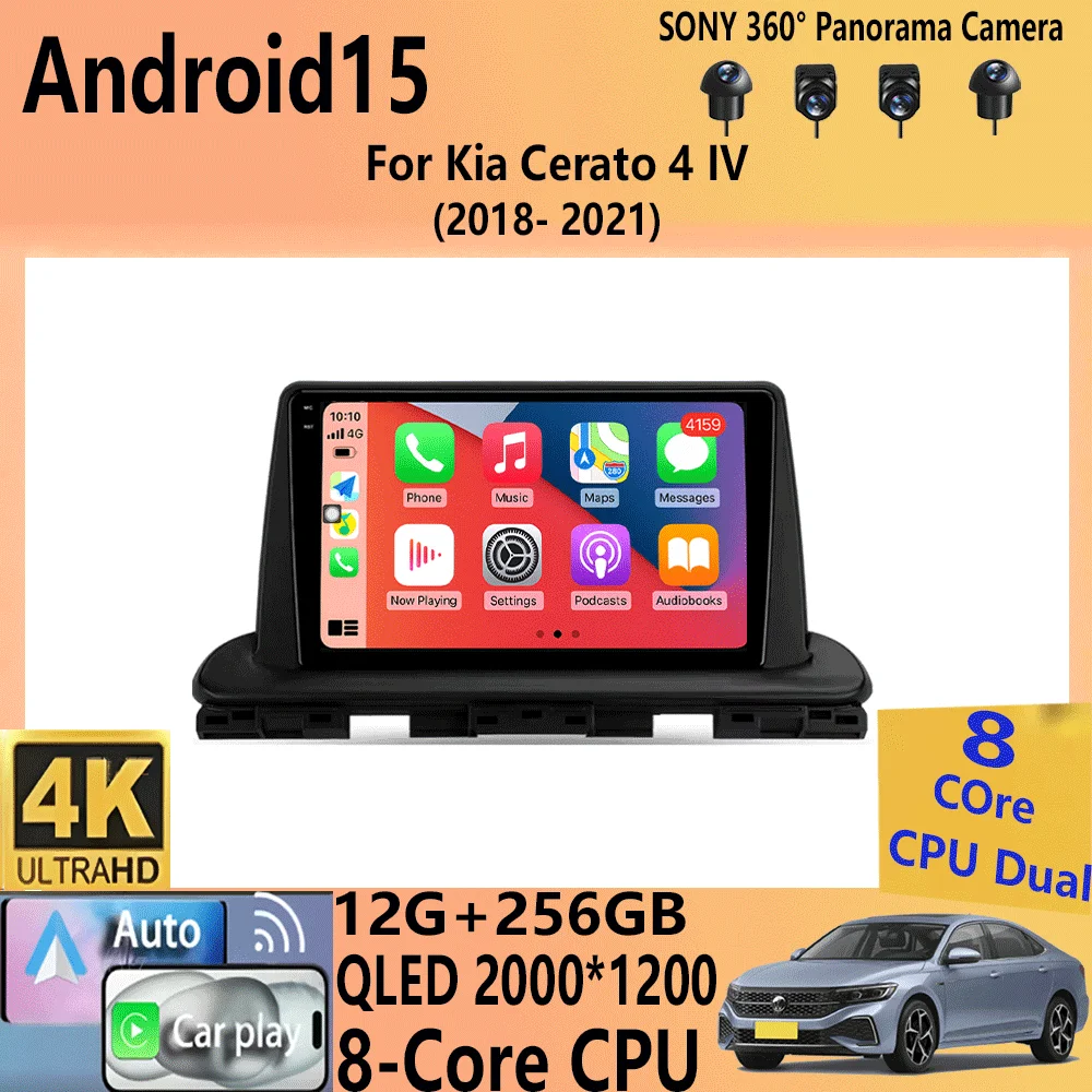 

Car Radio Android 15 Carplay Auto 2K Screen BT Multimedia Player For Kia Cerato 4 IV 2018 - 2021 Autoradio Stereo 2din Head Unit