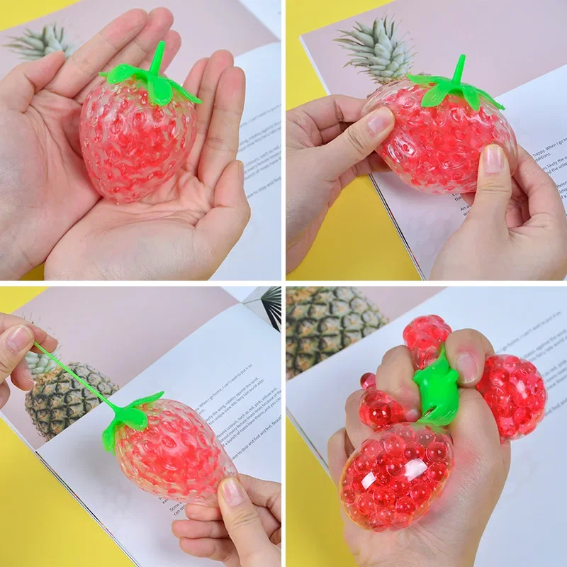 

3pcs simulate strawberry children's game squeeze toys stress relief toys and stress relieving tools elasticity TPR vent toy