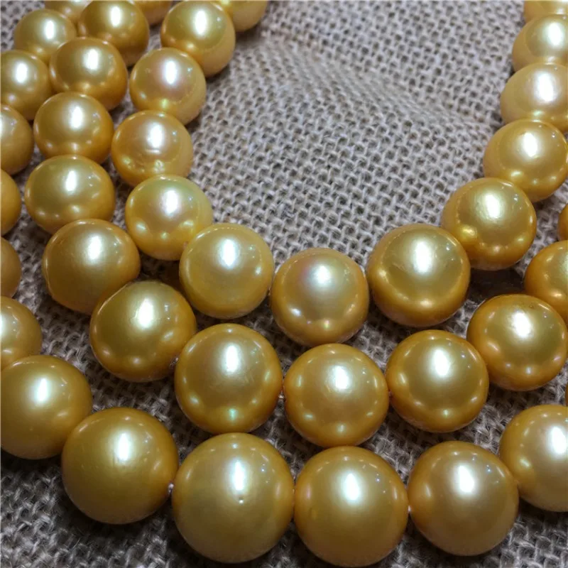 Charming Natural Pearl Necklace 12-15mm Gold Pearls Necklace Wedding Gifts for Women Gifts Sterling Silver 925 Jewelry