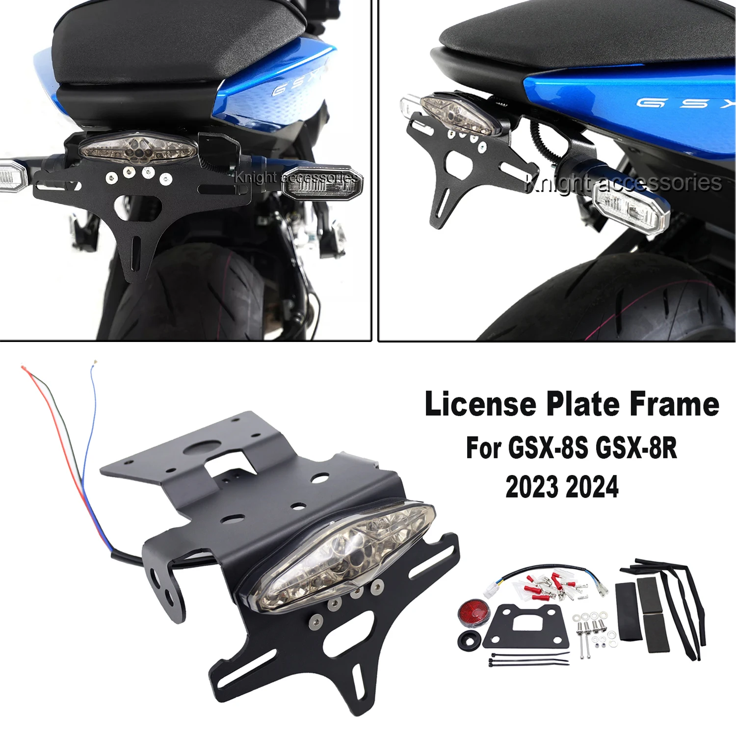 

For GSX-8S GSX8S GSX-8R 2023 2024 New Motorcycle Rear License Plate Holder Bracket Tail Tidy Fender Eliminator CNC aluminum