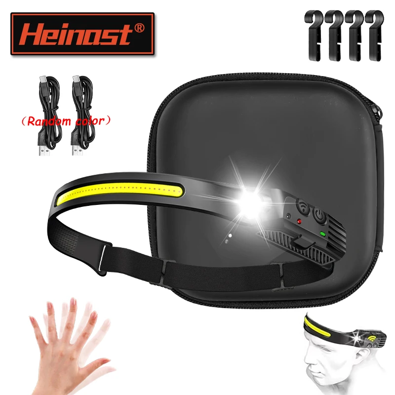 Sensor Headlamp USB Rechargeable LED Flashlight XPE+COB Torch Camping Waterproof Headlight for Fishing Lantern 1/2/3/5 Pcs