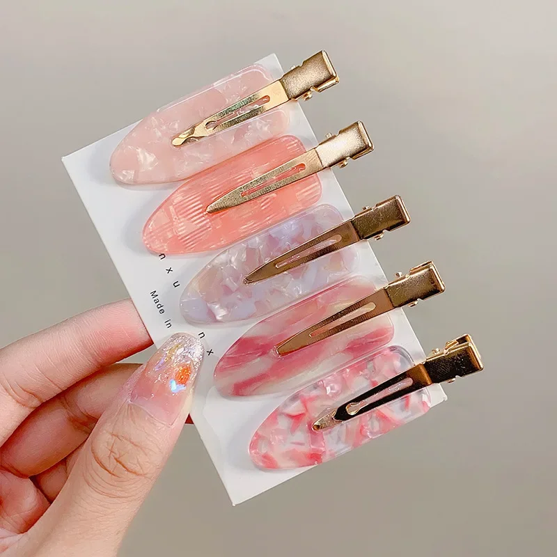 

2/4pcs Simple Sakura Pink Seamless Hair Clip Women Acetate Sheet No Bend Bangs Clip Duckbill Clip Hairpins Hair Styling Tool