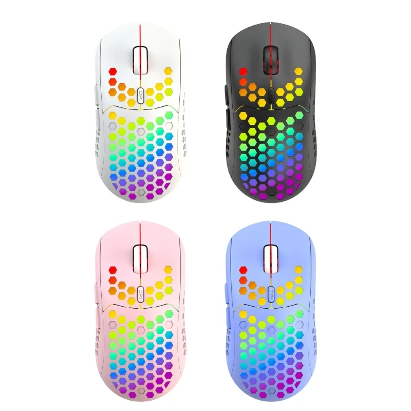 

Stylish Wireless Mouse with 2.4Ghz Connection RGB Backlit and Lightweight Design 3200DPI Adjustable Type C Charging