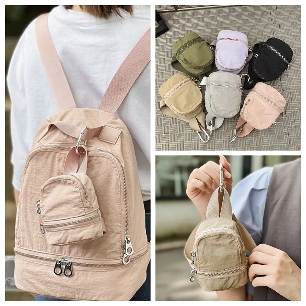 Elegant Solid Color Nylon Mini Backpack Mini Handbag Sling Small Wallet Hanging Korean Style Purse Lipstick Earphone Bag