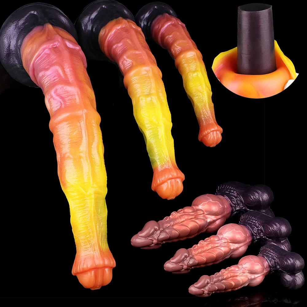 SXXY-consolador de silicona de doble capa para caballo/perro, dilatador de ano vaginal súper suave, masturbador con tapón anal de doble capa, Juguetes sexuales