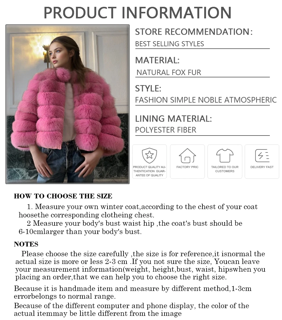 Cappotto di pelliccia di volpe rosa con colletto Giacca di pelliccia corta Giacca con cerniera in vera pelliccia di volpe Giacca corta di pelliccia naturale da donna più venduta