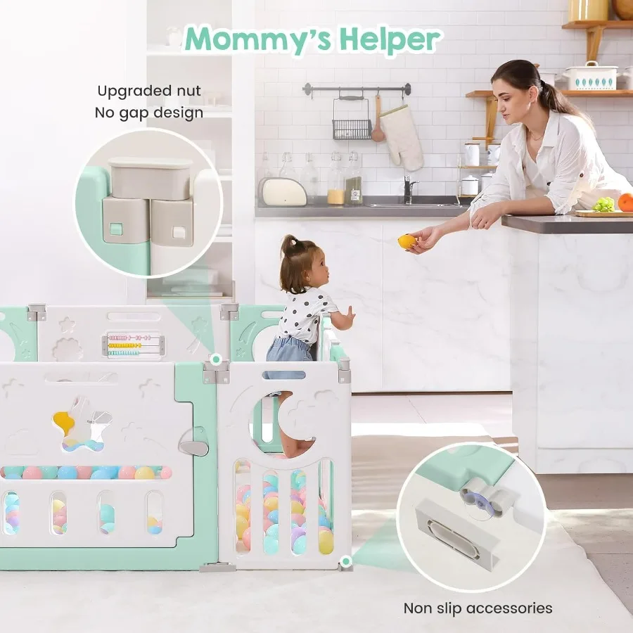 Box per bambini, parco per neonati per neonati e bambini piccoli, box pieghevole a 14 pannelli, area da gioco portatile regolabile, bambini per interni/esterni