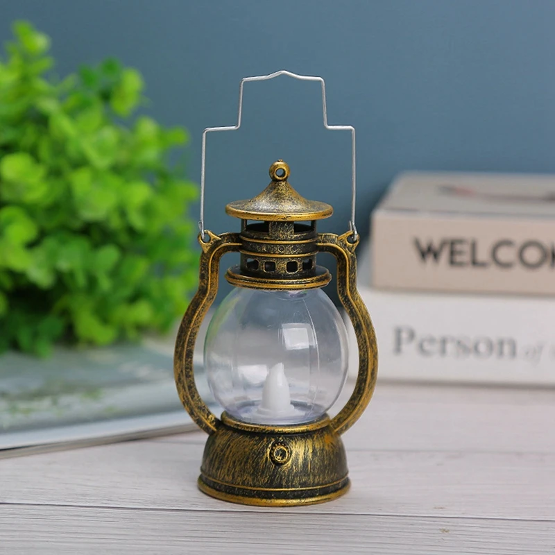 12 Pcs Vintage Lantern Operated Lantern With LED Candle Hanging Candle Lanterns Battery Black