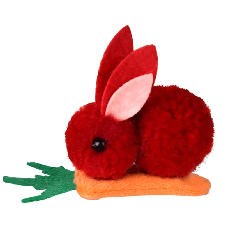 Mini Plush Rabbit for Doll Stuffed Animal Easter Carrot Hair Pin Toy Soft for Doll Early Education Cloth Accs Kids