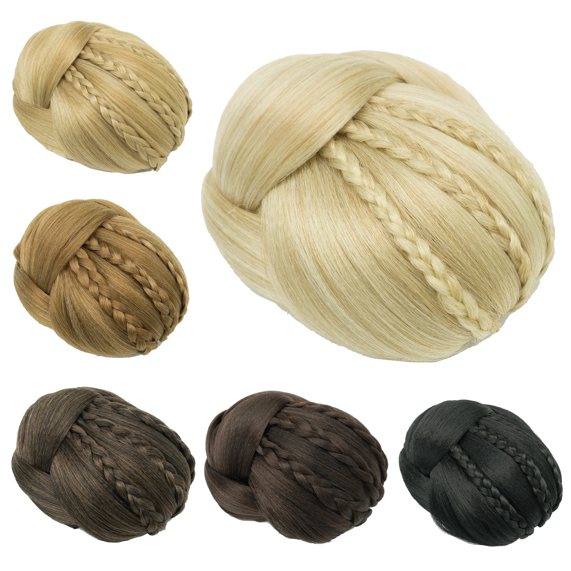 الاصطناعية مضفر العقدة راقصة غطاء الشعر دونات خصلات شعر Scrunchies كعكة الشعر شعر مستعار كليب أوبدو حفل زفاف الأفرو نفخة