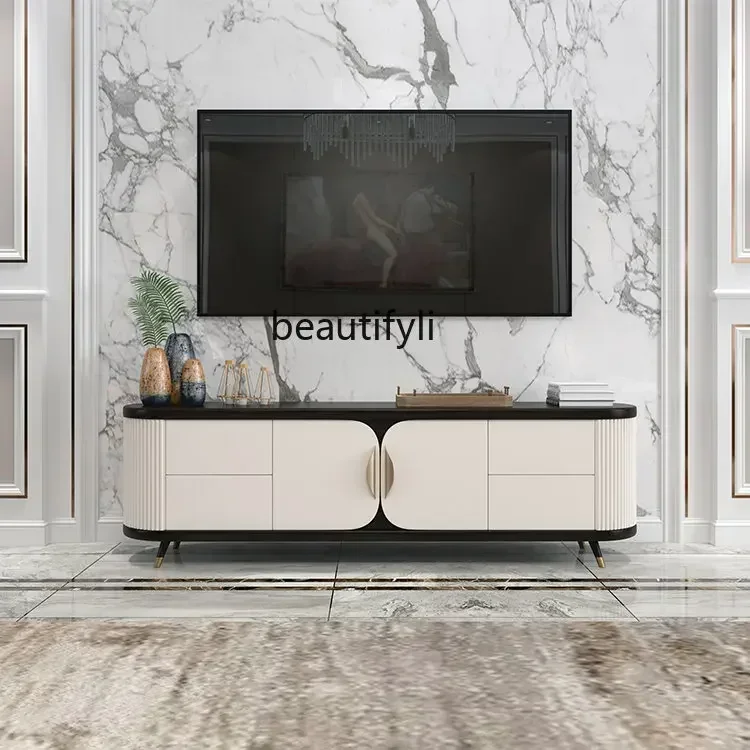 

cn8617 ssss 8617 Light Luxury TV Cabinet Simple Solid Wood TV Stand Combination Hong Kong Style Living Room Locker Floor Cabine