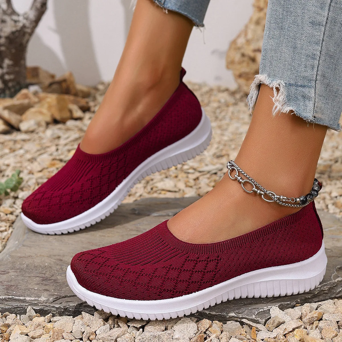 

Loafers for Women Flats Shoes Casual Breathable Walking Slip On Comfortable Soft Driving Lightweight Mesh Hollow Mom Shoes