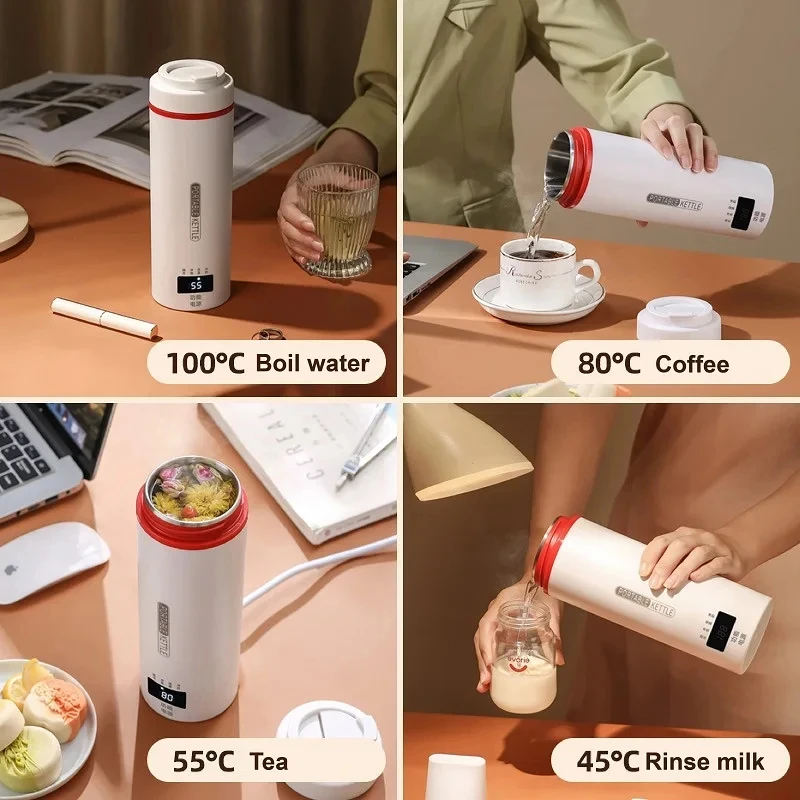 520ml Electric Kettle Portable Travel Boil Cup Smart Teapot Office Hot Kettle Temperature Adjust Kettle Stew Health Kettle 220V