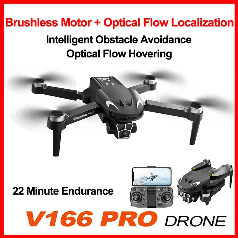 8K V166 Brushless Optical Flow Drone Dual Camera Obstacle Avoidance Aerial Photography Quadcopter for Xiaomi Outdoor Travel