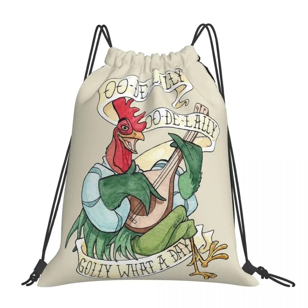 

Alan-A-Dale Rooster OO-De-Lally Golly Backpacks Drawstring Bags Drawstring Bundle Pocket Shoes Bag BookBag