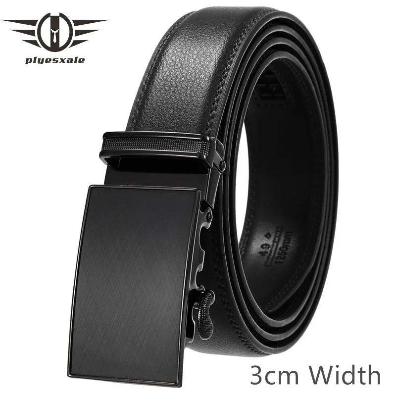 

3cm Width Classic Mens Belt Automatic Buckle Black Cowskin Leather Male Belts Cinturones Para Hombre Formal Strap Male G1050